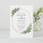 Greenery Gold Geometric Rustic Wedding Invitation 招待状 (スタンド正面)
