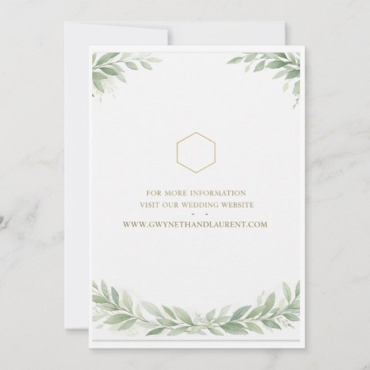 Greenery Gold Geometric Rustic Wedding Invitation 招待状 (裏面)