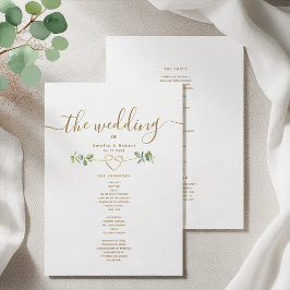 Greenery Gold Heart Wedding Program プログラム