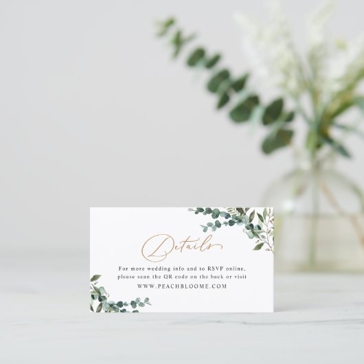 Greenery Gold QR Code Wedding Enclosure Card 名刺 (スタンド正面)