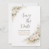 Greenery Green Eucalyptus & Floral Wedding Invite 招待状 (裏面)