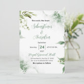 Greenery Green EucalyptusLeaves Geometric Wedding  招待状 (スタンド正面)