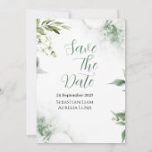 Greenery Green EucalyptusLeaves Geometric Wedding  招待状 (裏面)