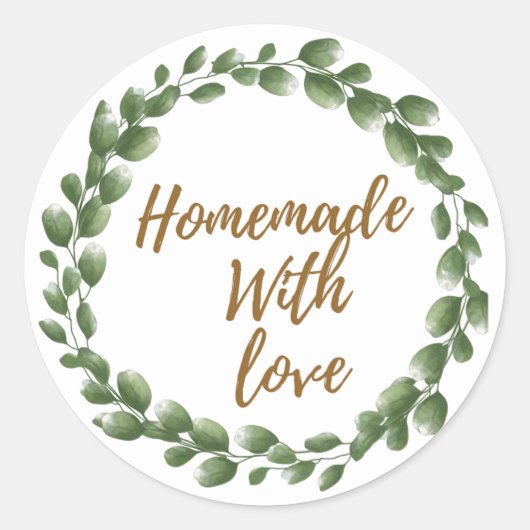 Greenery 'Homemade with Love' Round Sticker ラウンドシール (正面)