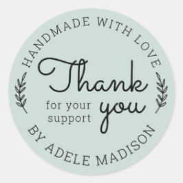 Greenery Homemade With Love Thank You ラウンドシール