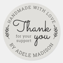 Greenery Homemade With Love Thank You ラウンドシール
