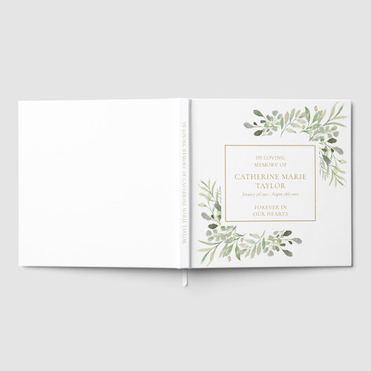 Greenery In Loving Memory Memorial Funeral ゲストブック (全面)