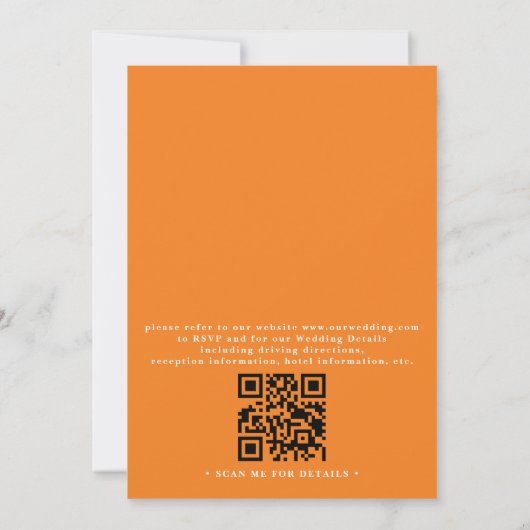 Greenery Juicy Oranges Rustic QR Code Wedding 招待状 (裏面)