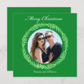 Greenery Light Green Leaf Wreath encloses photo シーズンカード (正面/裏面)