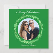 Greenery Light Green Leaf Wreath encloses photo シーズンカード (正面)