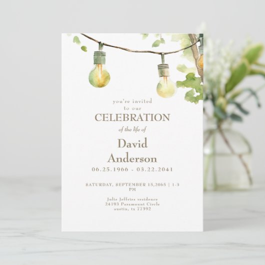 Greenery & Lights Celebration of Life Invitation 招待状 (スタンド正面)