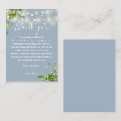 Greenery Lights Dusty Blue結婚's Thank You プレイスカード (正面/裏面)