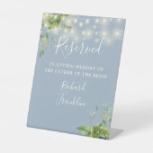 Greenery Lights Dusty Blue Memory Reserved 結婚's 台座サイン (正面)