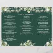Greenery Lights Emerald Trifold Wedding Program チラシ (裏面)
