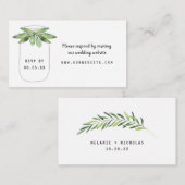 Greenery Mason Jar rsvpウェブサイトカード エンクロージャーカード (正面/裏面)