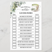 Greenery Matcha Guess Who Bridal Shower Game Card チラシ (正面)