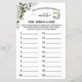 Greenery Matcha The Apron Bridal Shower Game Card チラシ (正面)