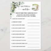 Greenery Matcha What Groom Say Shower Game Card チラシ (正面)