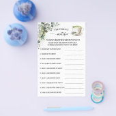 Greenery Matcha What Groom Say Shower Game Card チラシ (シングル)