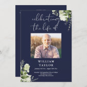 Greenery Memorial Funeral Navy Order Of Service  プログラム (正面/裏面)