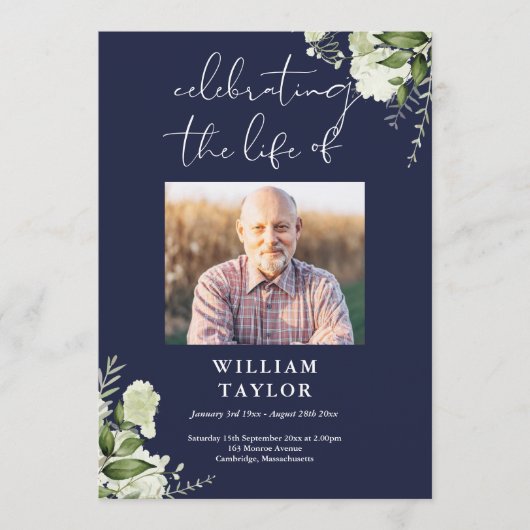 Greenery Memorial Funeral Navy Order Of Service  プログラム (正面)