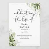 Greenery Memorial Funeral Order Of Service  プログラム (正面)