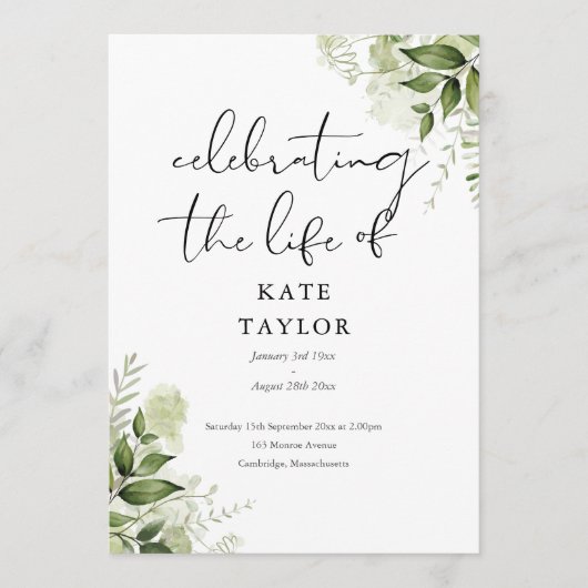 Greenery Memorial Funeral Order Of Service  プログラム (正面)