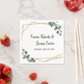 Greenery Minimalist Script Wedding Napkins スタンダードカクテルナプキン (インサイチュ)