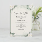Greenery Modern Save The Date Invitation 招待状 (スタンド正面)