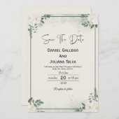 Greenery Modern Save The Date Invitation 招待状 (正面/裏面)