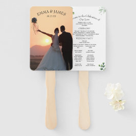 Greenery Modern Wedding Program Invitation ハンドファン