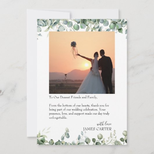 Greenery Modern Wedding Thank You Card サンキューカード (裏面)