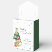 Greenery Modern Winter Snowman Baby Shower フェイバーボックス (見開き)
