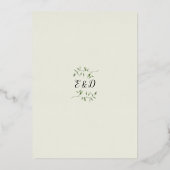 Greenery Monogramスクリプエレガントトの結婚金ゴールドアーチ 箔招待状 (裏面)