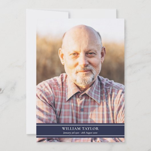 Greenery Navy Blue Celebration of Life Photo 招待状 (裏面)