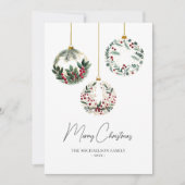 Greenery Ornament Bauble Watercolor Christmas シーズンカード (正面)