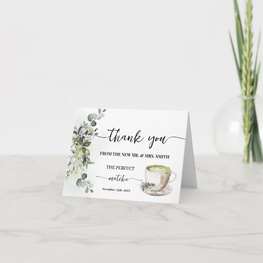 Greenery Perfect Matcha Thank You Card Folded サンキューカード (正面)