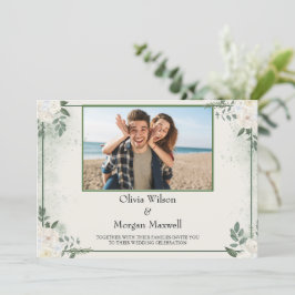 Greenery Photoモダン Save The Date招待状 招待状