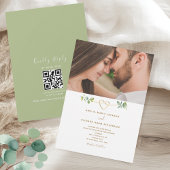 Greenery Photo QR Code Wedding 招待状