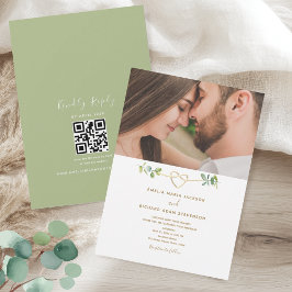 Greenery Photo QR Code Wedding 招待状