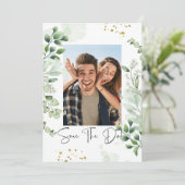 Greenery Photo Save The Date Invitation 招待状 (スタンド正面)