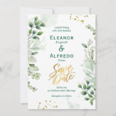 Greenery Photo Save The Date Invitation 招待状 (裏面)