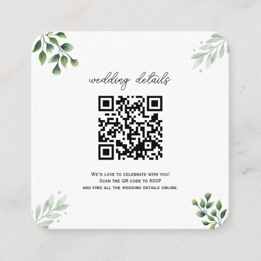 Greenery QRコードフォトRSVPエンクロージャ招待状 エンクロージャーカード (正面)