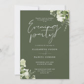 Greenery QR Code Olive Green Wedding Evening Party 招待状 (正面)