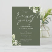 Greenery QR Code Olive Green Wedding Evening Party 招待状 (スタンド正面)
