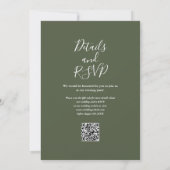 Greenery QR Code Olive Green Wedding Evening Party 招待状 (裏面)