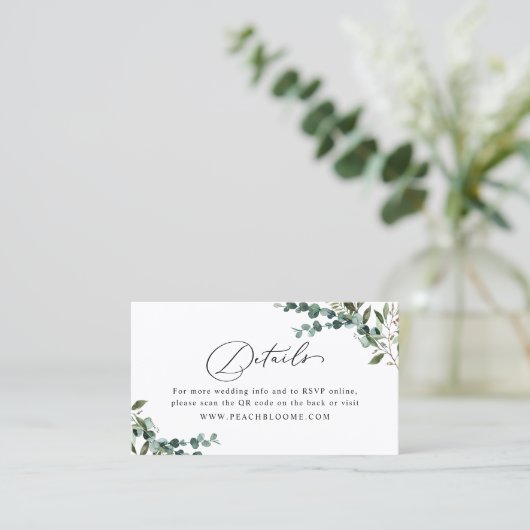 Greenery QR Code Wedding Details Enclosure Card 名刺 (スタンド正面)