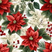 Greenery & Red Poinsettia Towel Elegant Holiday キッチンタオル