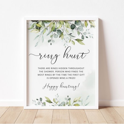 Greenery ring hunt bridal shower game ポスター