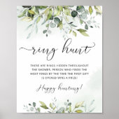 Greenery ring hunt bridal shower game ポスター (正面)